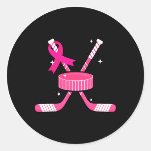 Brustkrebs-Bewusstsein Überlebende Eishockey Pink  Runder Aufkleber
