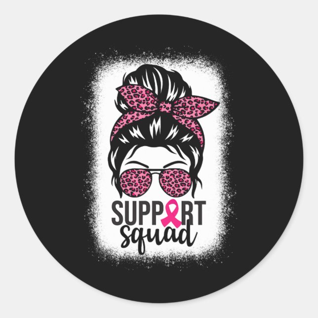 Brustkrebs-Bewusstsein Unterstützung-squad Messy B Runder Aufkleber (Vorderseite)