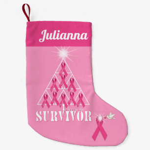 Brustkrebs-Bewusstsein Weihnachten Rosa Blütenbaum Kleiner Weihnachtsstrumpf