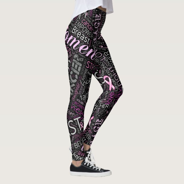Brustkrebs-Bewusstsein Word Cloud-ID261 Leggings (Rechts)