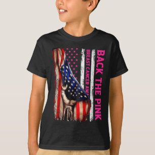 Brustkrebs-Bewusstsein zurück an der rosa amerikan T-Shirt