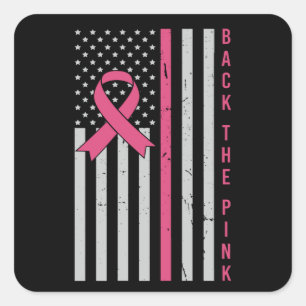 Brustkrebs-Bewusstsein zurück The Pink USA Patriot Quadratischer Aufkleber