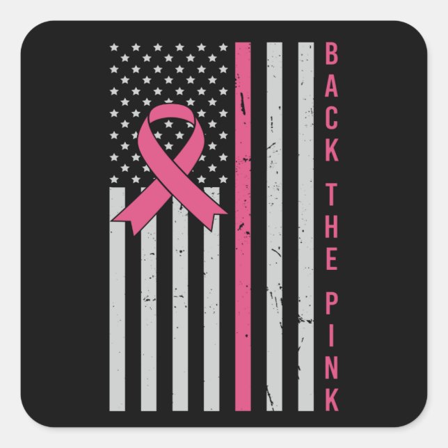 Brustkrebs-Bewusstsein zurück The Pink USA Patriot Quadratischer Aufkleber (Vorderseite)