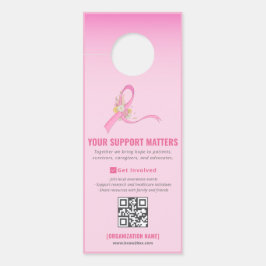 Brustkrebs-Bewusstsein zweisprachiger Band QR-Code Türanhänger
