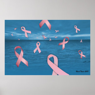 Brustkrebs-Bewusstseins-Bänder im Himmel-Plakat Poster