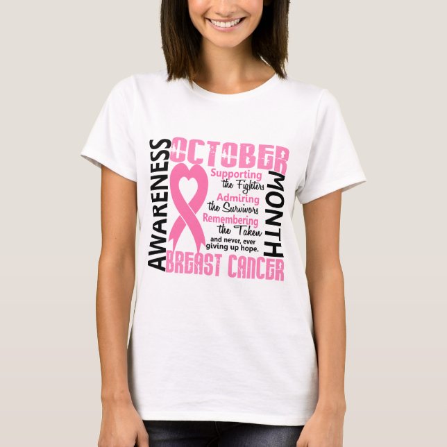 Brustkrebs-Bewusstseins-Monats-Herz 1,5 T-Shirt (Vorderseite)