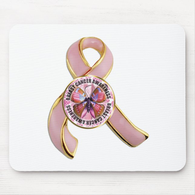 Brustkrebs-Bewusstseins-Schmetterling Mousepad (Vorne)