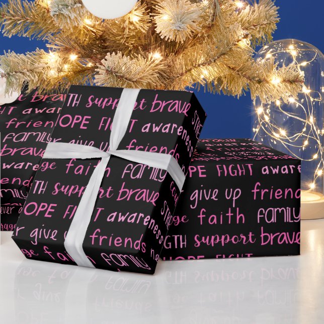 Brustkrebs-Bewusstseins-Wortmuster Geschenkpapier (Feiertage)