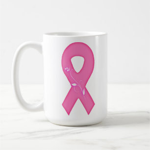 Brustkrebs-Bewusstseinsband mit Blume Kaffeetasse
