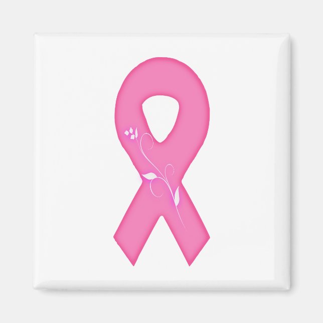 Brustkrebs-Bewusstseinsband mit Blume Magnet (Vorne)