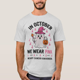Brustkrebs-Bewusstseinsbildung Halloween-Geisterde T-Shirt