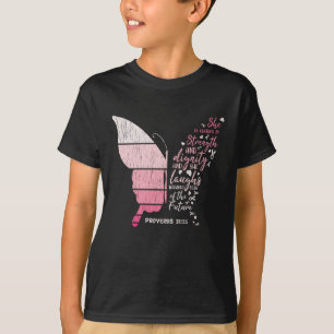 Brustkrebs-Bewusstseinsfamilie passt Schmetterling T-Shirt