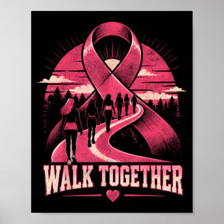 Brustkrebs-Bewusstseinsmarsch Zusammen Rosa Band Poster