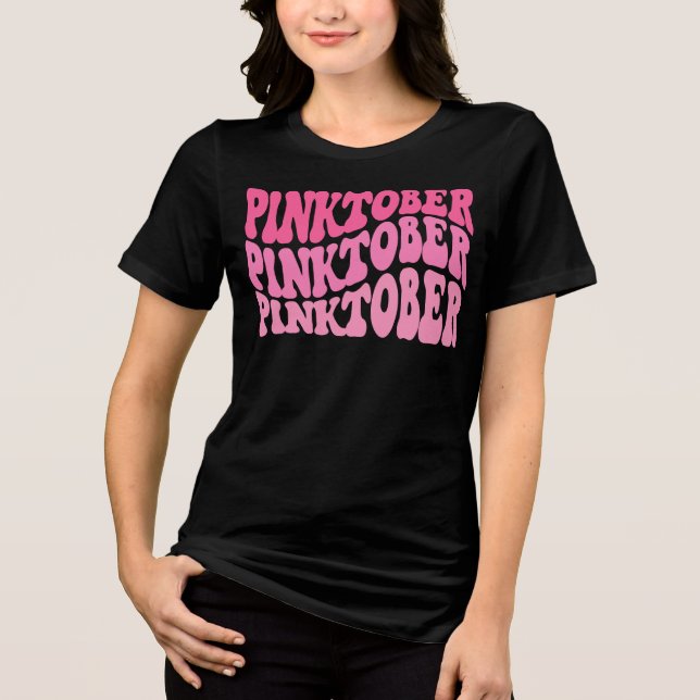 Brustkrebs-Bewusstseinsmonat PinkOctober Blend Tri-Blend Shirt (Vorderseite)