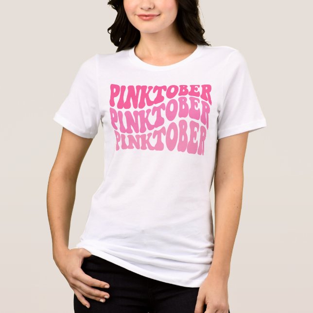 Brustkrebs-Bewusstseinsmonat PinkOctober Blend Tri-Blend Shirt (Vorderseite)