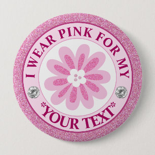 Brustkrebs-Bewusstseinsschleife Ich trage Rosa für Button