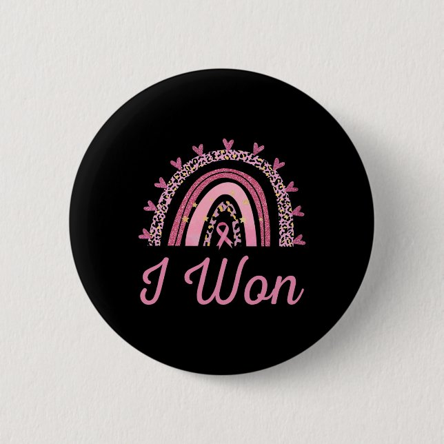 Brustkrebs-Bewusstseinsüberlebnis I Won Leopard Bu Button (Vorderseite)