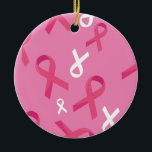 Brustkrebs-Bewusstseinsüberlebnis Pink Ribbon Keramik Ornament<br><div class="desc">Brustkrebs-Bewusstseinsüberlebnis Pink Ribbon</div>