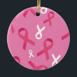 Brustkrebs-Bewusstseinsüberlebnis Pink Ribbon Keramik Ornament<br><div class="desc">Brustkrebs-Bewusstseinsüberlebnis Pink Ribbon</div>