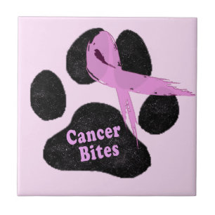 Brustkrebs-Bitten Hund Paw Pink Ribbon Fliese