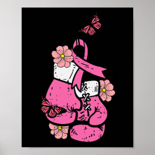Brustkrebs Boxing Handschuh Rosa Band Bewusstsein Poster