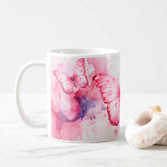 Brustkrebs-Butterfly Kaffeetasse (Mit Donut)