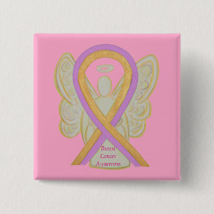 Brustkrebs Engel Hot Pink Sensibilisierungskampagn Button