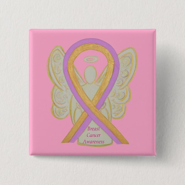 Brustkrebs Engel Hot Pink Sensibilisierungskampagn Button (Vorderseite)
