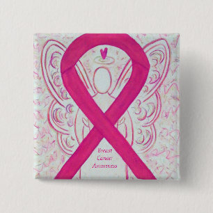 Brustkrebs Engel Hot Pink Sensibilisierungskampagn Button