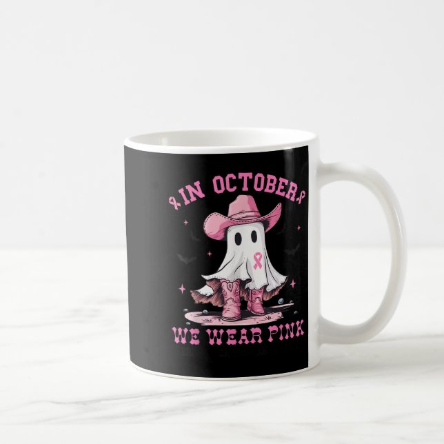 Brustkrebs Frauen Halloween im Oktober tragen wir  Kaffeetasse (Rechts)