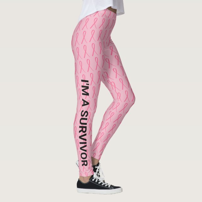 Brustkrebs Führen Sie Ihren Namen doppelter rosa R Leggings (Rechts)