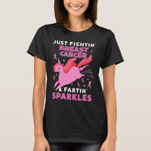Brustkrebs Funny Unicorn Farting Glitzern T-Shirt