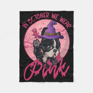 Brustkrebs Hexe Boston Terrier Cancer Awarenes Fleecedecke