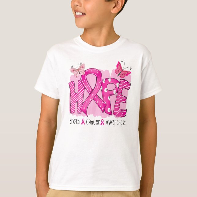 Brustkrebs Hoffnung, Aufklärung rosa Band T-Shirt (Vorderseite)