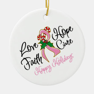 Brustkrebs-Hoffnungs-Liebe-Heilungs-glückliche Keramik Ornament