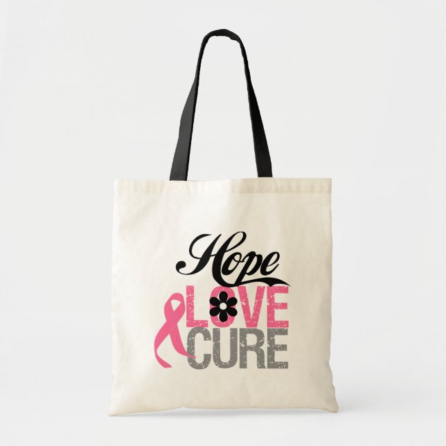 Brustkrebs HOPE LIEBE CURE Geschenke Tragetasche (Vorne)