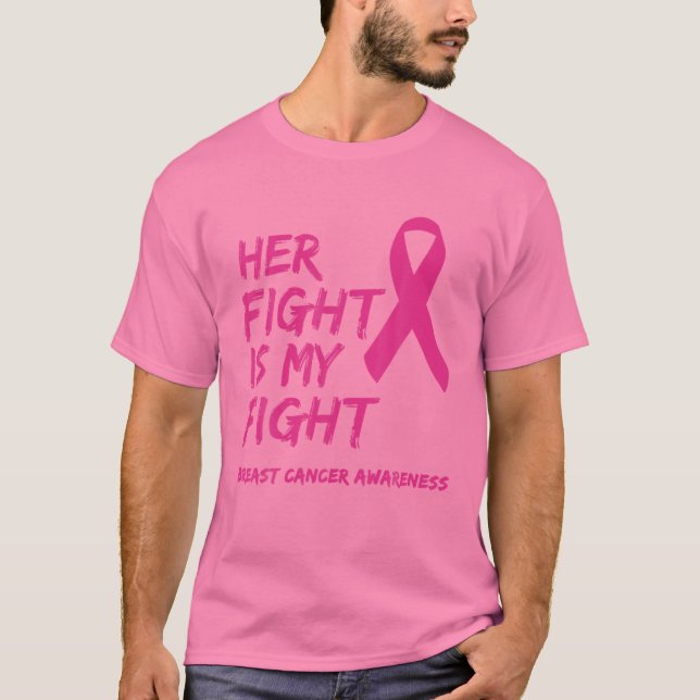 Brustkrebs Ihr Kampf ist mein Kampf mit rosa Schle T-Shirt (Vorderseite)