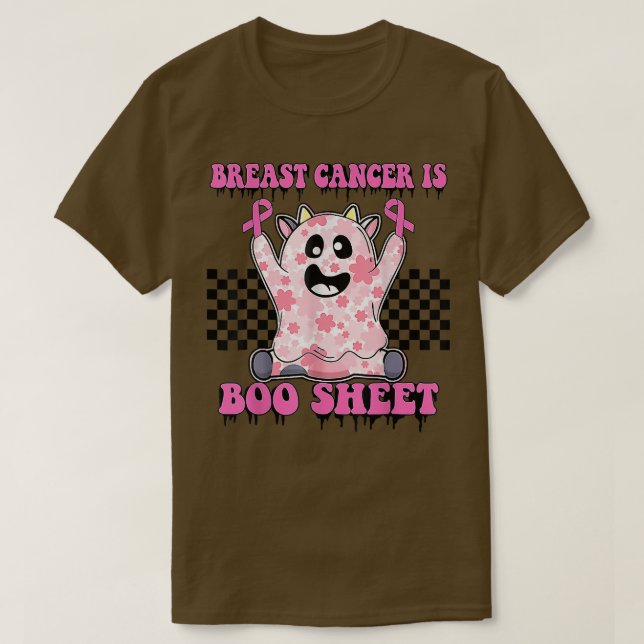 Brustkrebs ist Bootschild Retro Groovy Spooky Hal T-Shirt (Design vorne)