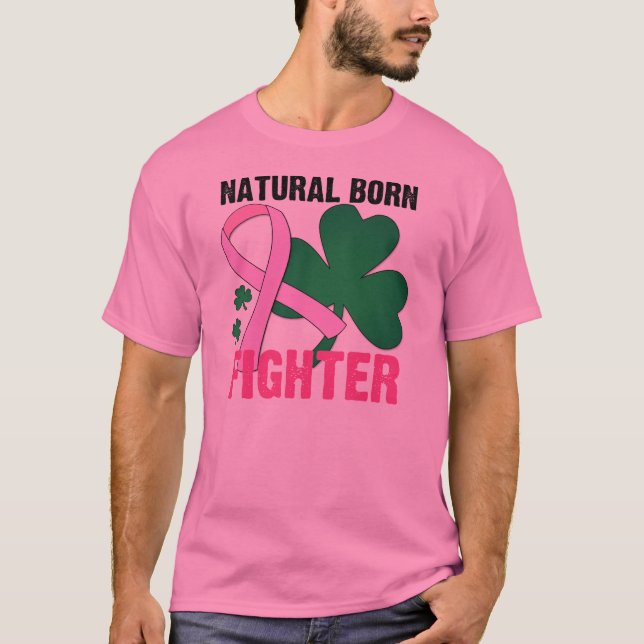 Brustkrebs Kämpfer-St. Patricks Tagesvon geburt T-Shirt (Vorderseite)
