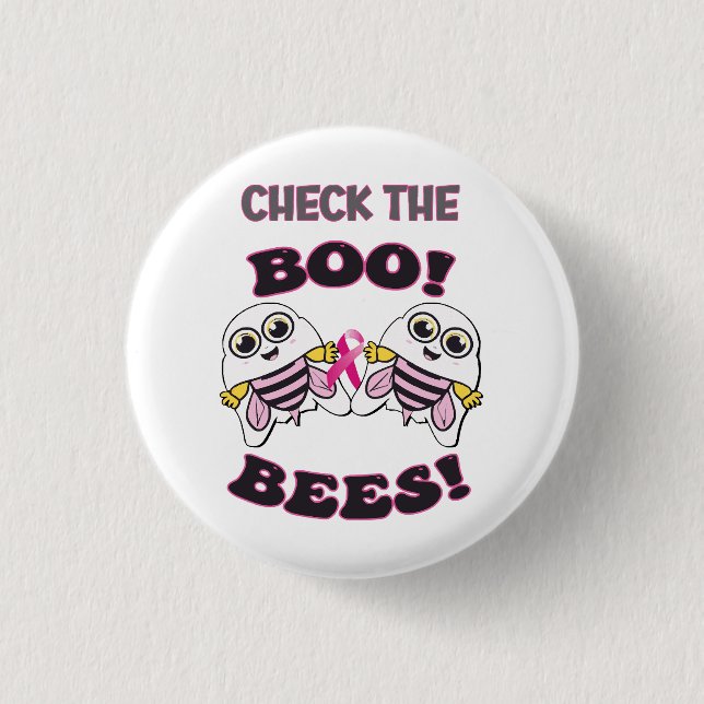 Brustkrebs-Karo Die Boo-Bienen Button (Vorderseite)