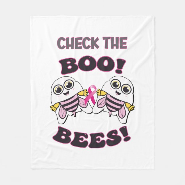Brustkrebs-Karo Die Boo-Bienen Fleecedecke (Vorderseite)