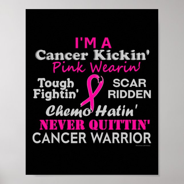 Brustkrebs Kickin' Chemo Hatin' Krieger Poster (Vorne)