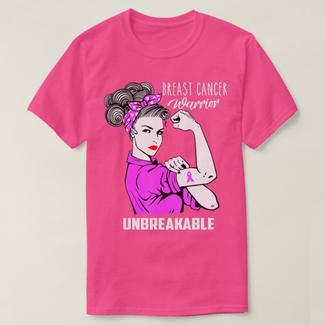 Brustkrebs-Krieger Unzerbrechliches Geschenk T-Shirt (Design vorne)