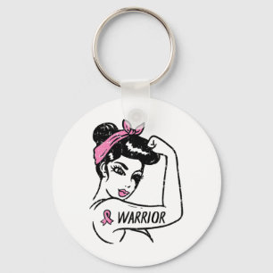 Brustkrebs-Kriegerin Rosie Riveter Pink Frauen Schlüsselanhänger