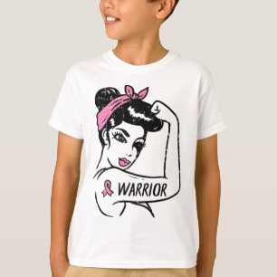 Brustkrebs-Kriegerin Rosie Riveter Pink Frauen T-Shirt