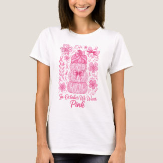 Brustkrebs-Kürbis Im Oktober tragen wir Rosa T-Shirt