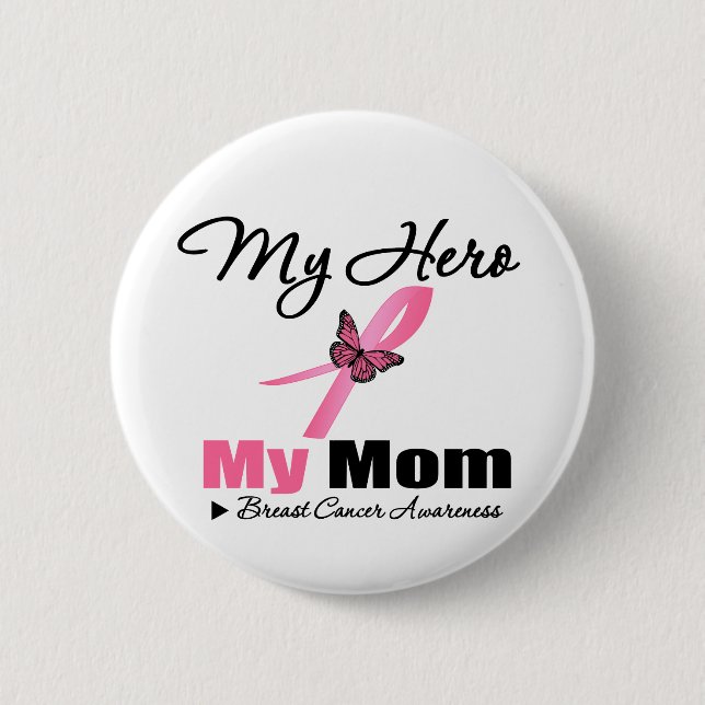 Brustkrebs Mein Held Meine Mama Button (Vorderseite)