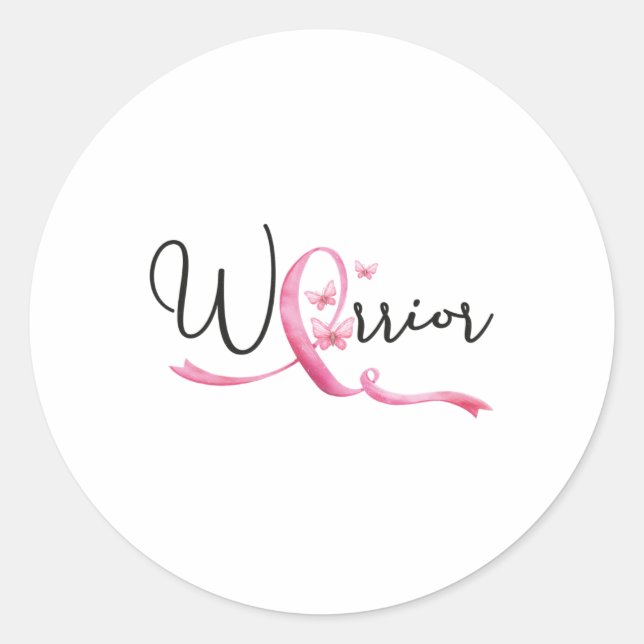 Brustkrebs Monat Schmetterlinge Rosa Schleife Frau Runder Aufkleber (Vorderseite)