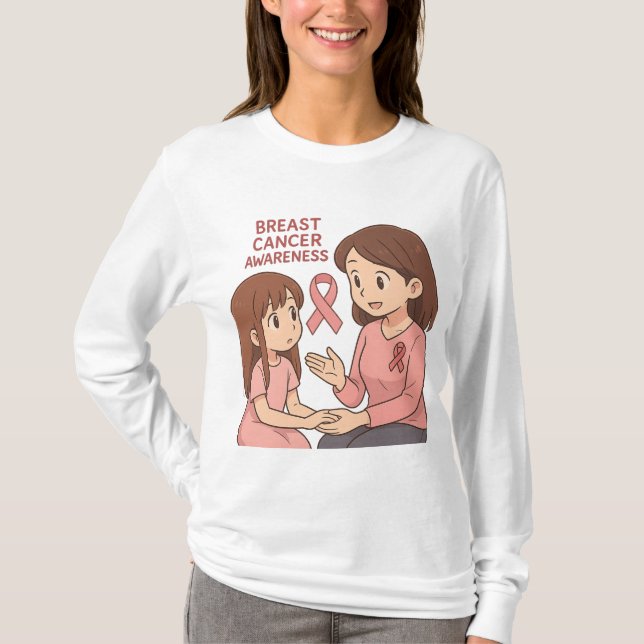 Brustkrebs - Mutter und Tochter rosa T-Shirt (Vorderseite)