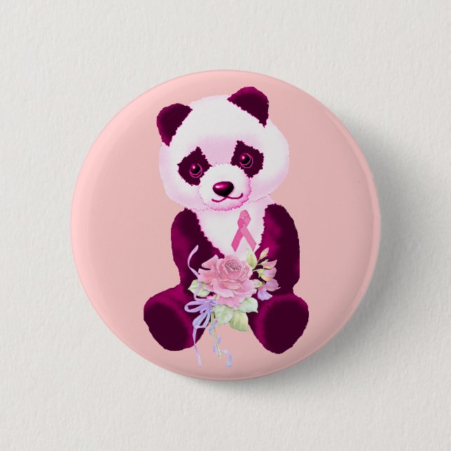 Brustkrebs-Panda-Bär Button (Vorderseite)